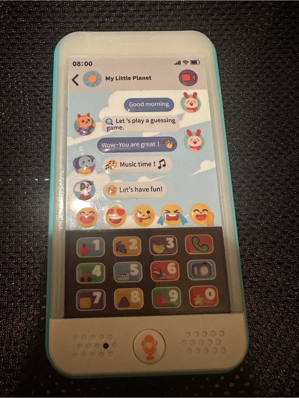 Toy Smartphone Play Phone in White and Teal - Portable Kids Phone